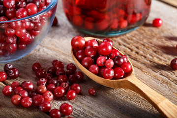 raw cranberries on the table