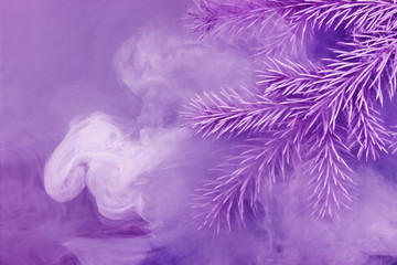 water color white background acrylic inside smoke steam frost snow branch needles christmas tree winter pink proton purple frozen turquoise vortex depth