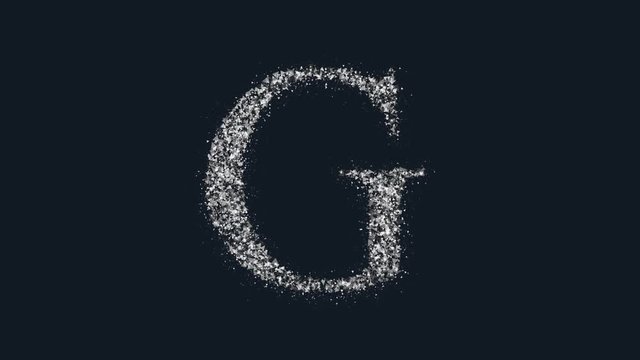 Effervescent letter G symbol - alphabet letter particles animation