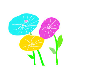 Fototapeta premium Bunte Blumen auf weißem Hintergrund