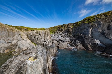 Coastal cliffs in the area of Dunlough Bay