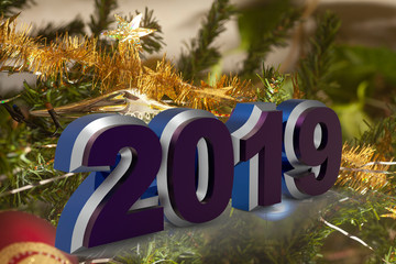 Happy New Year Greeting Card 2019
