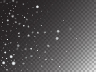 Winter Snowfall Ice Texture Vector Transparent Background. Realistic Snow Confetti Falling Down, Isolated Snowflake Scatter. Random Moving Realistic Snow Confetti, Christmas New Year Frost Decoration.