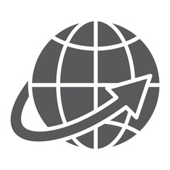 Worldwide shipping glyph icon, world and transportation, planet sign, vector graphics, a solid pattern on a white background.