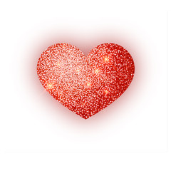 Heart red glitter isoleted on white background. Red sparkles heart. Valentine Day symbol. Love concept design. Vector illustration 10 eps