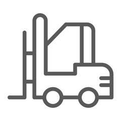 Forklift line icon, warehouse and shipping, vehicle sign, vector graphics, a linear pattern on a white background.