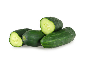 Fresh cucumbers isolated on white background