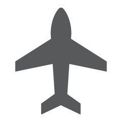 Plane glyph icon, aircraft and jet, airplane sign, vector graphics, a solid pattern on a white background.