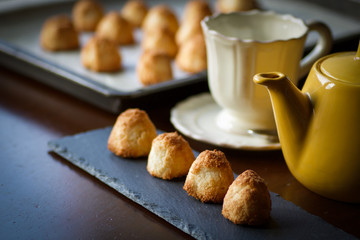 coconut cookies just baked on the table for breakfast