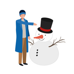 man with snowman avatar character