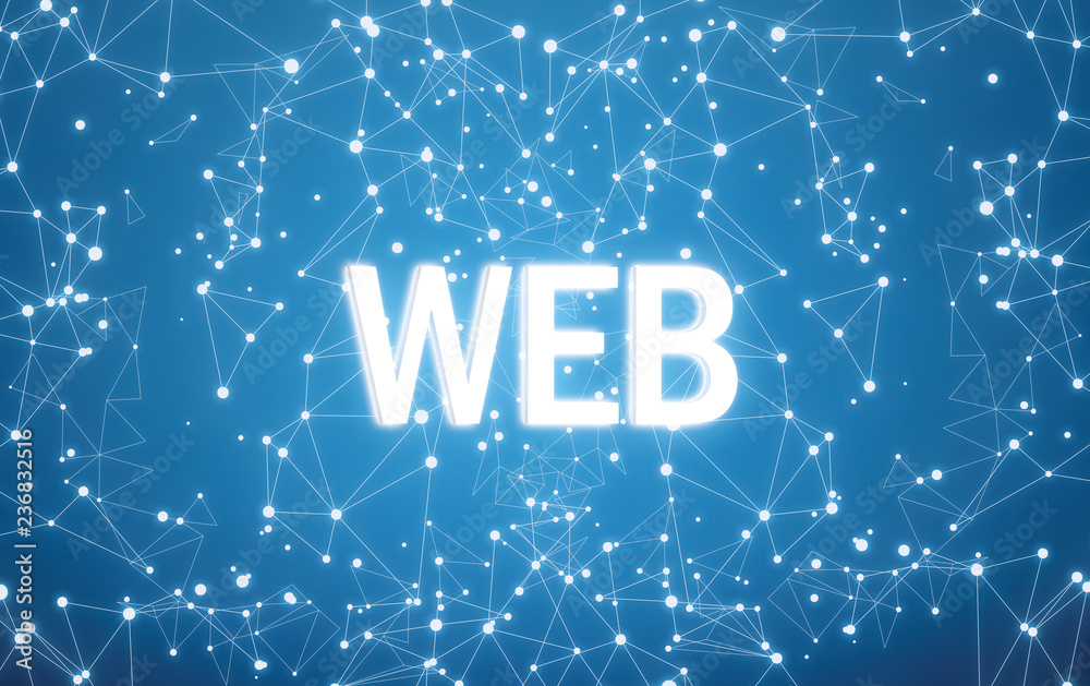 Wall mural web on digital interface and blue network background