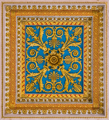 Golden floral decoration from the ceiling of the Basilica of Saint Paul Outside the Walls, in Rome.