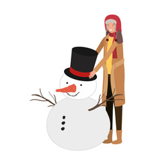 woman with snowman avatar character