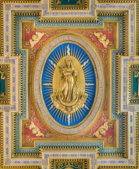 Immaculate Conception from the ceiling of the Church of San Marcello al Corso. Rome, Italy.