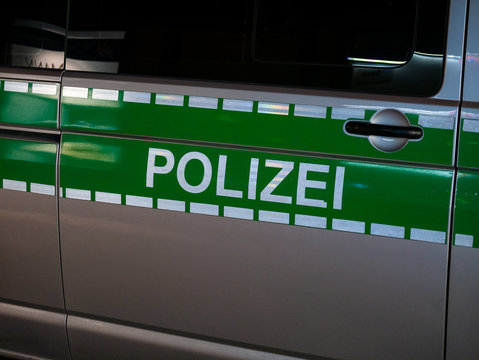 Image of letters Polizei on a german police car