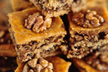 baklava - eastern confectionery made of puff pastry with nuts and honey.