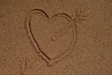 heart painted in the sand