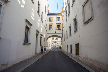 Narrow street in old City Vienna, Austria