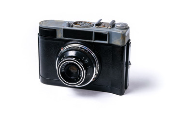 Retro soviet film photographic camera  isolated on white background