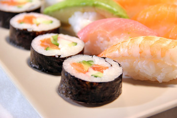 Closeup of tasty sushi