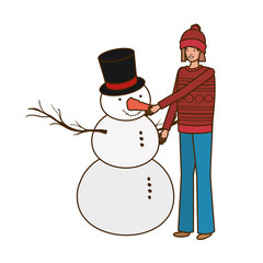 woman with snowman avatar character