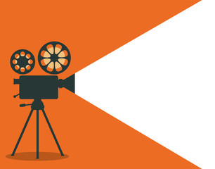 Retro cinema projector vector illustration - obrazy, fototapety, plakaty