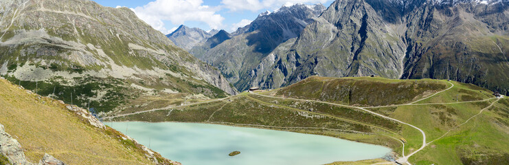 Naklejka na ściany i meble Mountain lake landscape in Europe Tyrol Alps travel