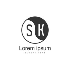 Initial letter SK Logo template design. minimal letter logo