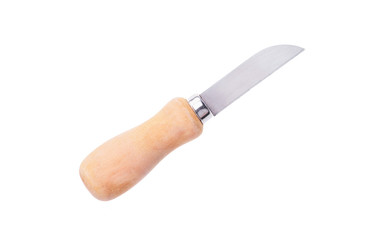 Knife to cut cheese isolated on white background,top view