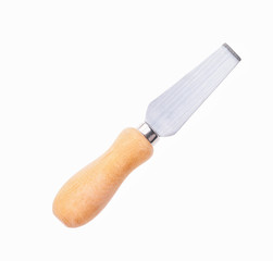 Knife to cut cheese isolated on white background,top view