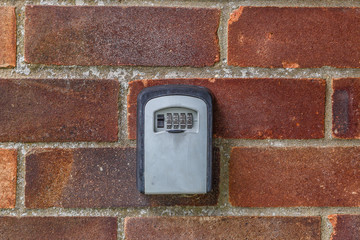 Security keyboard on a brick wall in a campground