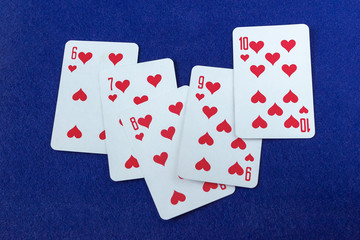 Straight flush of hearts