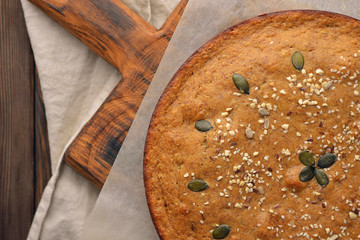 cake with nuts top view