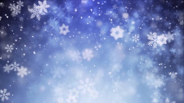 Christmas Animation Background (Blue Theme) With Snowflakes Falling In Elegant. Snow Snowfall Snowflake Particles Seamlessly Loop Black Alpha Green Screen Animation