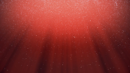 Abstract background with motion of shining blinking particles on blue background with rays of light. 3d illustration