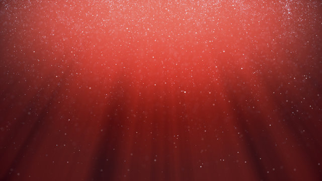 Abstract background with motion of shining blinking particles on blue background with rays of light. 3d illustration