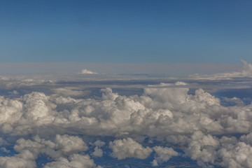 Sea of clouds, seen from the window of an airplane