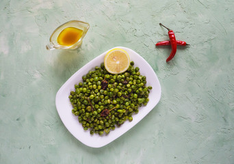 Indian cuisine. Masala Matar or Indian Spiced Peas.
