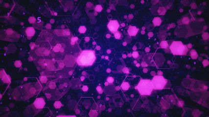 Abstract technological background of glowing hexagons. High-quality 3D illustration for financial, banking, web technologies or social background.