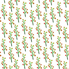 Cute watercolor floral seamless pattern. Green boh