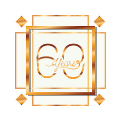 number 60 for anniversary celebration card icon