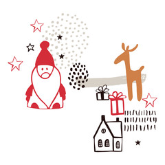 Christmas card. Vector sketch  illustration.