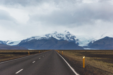 A view of an empty asphalt road in Iceland
