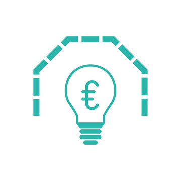 recommend clip art: Glühbine mit Mauer und € - Icon, Symbol, Piktogramm, grafisches Element - outline - mint - Hintergrund weiß - Vektor