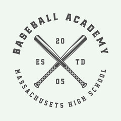 Vintage baseball sport logo, emblem, badge, mark, label. Monochrome Graphic Art. Illustration. Vector.