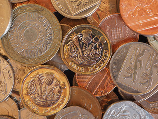 Pound coins, United Kingdom background