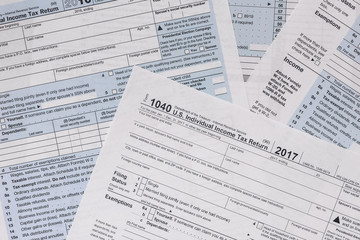 Fototapeta premium Paper blanks of 1040 tax form close up