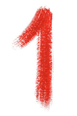 2 - Hand painted red isolated watercolor numbers