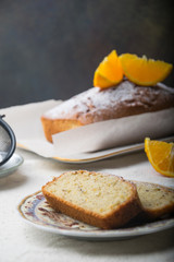 a piece of fragrant orange cake