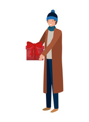 man with gift box avatar character